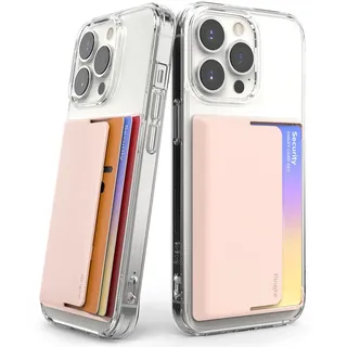 Ringke Side Slot Card Holder [2 Pack], Selbstklebender Schlanker Einfach Zu Benutzender Seitlicher Kartenhalter für Handyhülle - Peach Pink