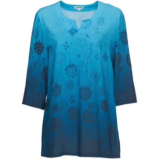 Viskose-Bluse, Druck blau, 46