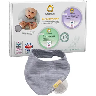 Löwenkind Einsteigerbox "Mini" grau mit Wonnebäuchlein und Rotznäschen zur Unterstützung bei Blähungen, 3-Monats-Koliken und Erkältung