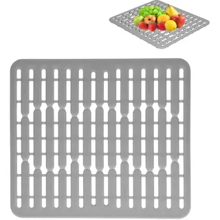 Spülbeckeneinlage aus Silikon, Rutschfeste Abnehmbare Praktische Spülbeckeneinlage für die Küchenspüle Große Abtropfmatte für Schnelles Abtropfen, Spülbecken Matte für Badezimmer (32.5x28.7x1.1cm)