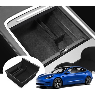 GAFAT Tesla Model Y 2020-2024/ Model 3 2021-2023 Mittelkonsole Aufbewahrungsbox, Model 3 Model Y 2023 Handschuhfach Organizer Tray [Nicht für Model 3 2024+] (Flocking)