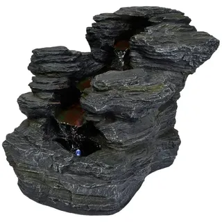 Köhko Zimmerbrunnen Gartenbrunnen in Schieferoptik mit LED-Beleuchtung 11005