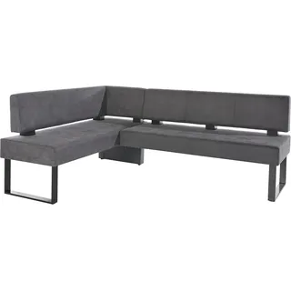 OTTO home Eckbank OTTO HOME "Oliver mit Metallgestell, Küchenbank", grau (grau, schwarz), B:180cm H:89cm T:140cm, Holzwerkstoff, Massivholz, Polyester, Sitzbänke, Eckbank, verschiedene Bezüge Cord Esszimmerbank OTTOs Choice