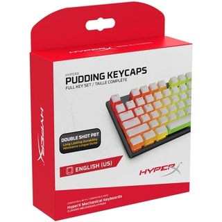 Kingston HyperX Pudding Keycaps – Vollständiger Tastensatz – PBT – {Weiß} – English (US) Layout – 104 Key, Hintergrundbeleuchtet, OEM Profil