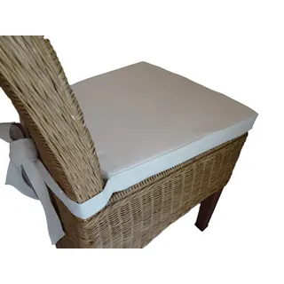 Schleife mit Kissen Hochwertiges Baumwolle Korbweide stuhlkissen/Gartenstuhl Kissen Sitzkissen 44 x 40 x 5 cm (Ecru)