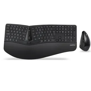Perixx Periduo-605, Wireless Ergonomic Split Keyboard and Vertical Mouse Set, with Adjustable Palm Rest and 1 USB Receiver, UK QWERTY
