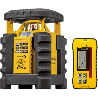 STABILA Rotationslaser LAR 350, 7-teil. Set, selbstnivellierend, manuelle 2-Achsen-Neigung, motorgesteuert, Fernbedienung mit Bewegungssteuerung, wasser- und staubdicht nach IP 65, inkl. Receiver