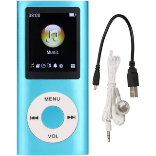 SALALIS MP3 MR4-Player Tragbarer Digitaler Verlustfreier Musik-MP3-MR4 Player für Kinder mit Kopfhörer HD-Lautsprecher für Sportarten Laufen Superleichte Metallgehäuse-Touch-Tasten(Blau)