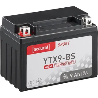 Accurat Motorradbatterie YTX9-BS 9Ah 130A, 12V (DIN 50812) CTX9-BS YTX9-4 YTX9BS