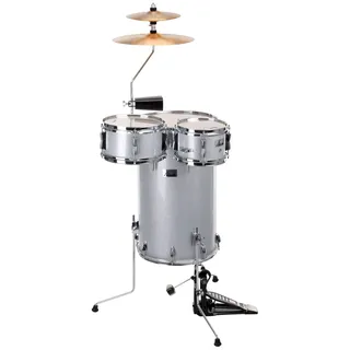 XDrum Club Drumset Cocktail Schlagzeug (inkl. Becken, Cowbell, Drumsticks und Stimmschlüssel) Silver Sparkle