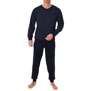 Normann Pyjama Normann Herren Schlafanzug lang mit Bündchen in Minimal Print Optik gelb 48