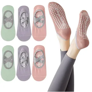 3 Paar Yoga Socken, Antirutsch Socken, Rutschfeste Socken Sport, Anti Rutsch Yogasocken, Pilates-Socks, Ballett Tanzsocken, Stoppersocken(35-40), Yoga-Socken für Gymnastik, Fitness, Trampolin