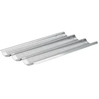 De Buyer Edelstahl Baguette-Backblech für 3 Baguettes, Silber, Rechteckig