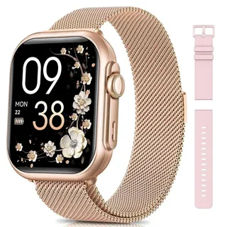 2026 1000mAh Akku Smartwatch Herren Damen 1.83 " AMOLED Display Smartwatch,(4.65 cm)120+ Sportmodi,Blutdruck-/Herzfrequenz-/SpO2-/Schlafüberwachung - Gold