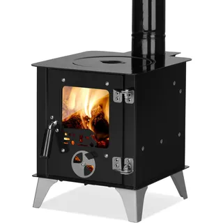 ECOfoxx Outdoor-Ofen TINY mit Herdplatte, Zeltofen, Terrassenofen, Camping Ofen, Outdoor-Kamin, Gartenofen