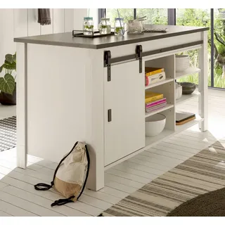 Furn.Design Unterschrank Stove (Kücheninsel in weiß Pinie Landhaus, BxHxT ca. 162 x 93 x 77 cm) mit viel Stauraum und großer Arbeitsplatte weiß