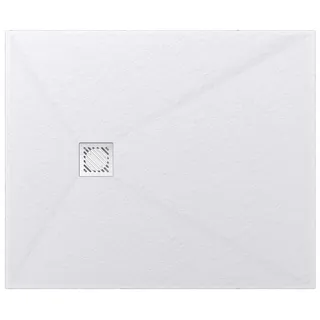doporro Duschwanne Duschtasse 100x120x3cm aus Mineralguss in Weiß Rechteckig DIN-Anschlüsse für bodenebene Montage geeignet Geoma09