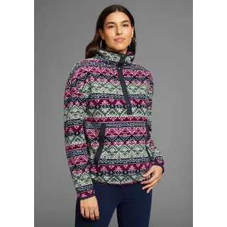 POLARINO Fleecepullover Sweatshirt Colourblocking Blau/Pink 48/50
