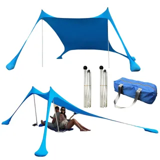 Hitburu Sonnenschutz, Familien-Strandzelt-Sonnenschutz, Outdoor-Sonnenschutz Für 4–5 Personen Mit UPF 50+ Sonnenschutz Für Familien, Familien-Strandzelt Mit 2 Aluminiumstangen, 1 Tragetasche