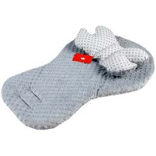 BabyLux Kinder-Sitzauflage BABYLUX Kinderwagen SITZAUFLAGE Kissen Gurtschoner f. Buggy Autoschale, 5. Grau + Maroko 2 Tlg Sitzauflage + Kissen grau