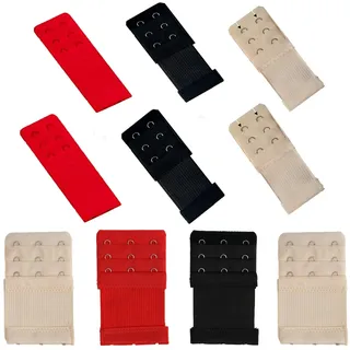 YiXuTag BH Verschluss Verlängerung BH-VerlängererI BH Erweiterung elastisch und weich I Bra Extension–2er/3er-Haken-Verlängerung- Beige-Schwarz-rot 10PCS BH Verlängerung Elastisch,BH Erweiterung Haken