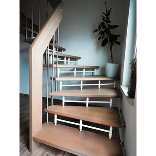 Treppenschutzgitter ohne Bohren, Kindersicherung & Haustierschutz für offene Treppenstufen, Weiß (1, S 69 cm)