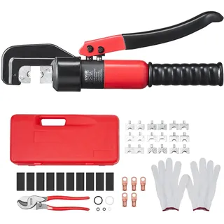 Vevor Hydraulische Crimpzange Kabelschuhzange 4-70 mm2, Aluminium/Kupfer-Anschluss Crimpzange zum Kabelcrimpe, 9 Formen Presszange Manuelle Hydraulikzange Quetschzange Kabelschuhe Zange