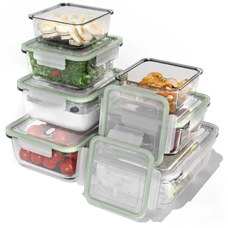 classbach Glasbehälter mit Deckel, 7er Set, für Mikrowelle Spülmaschine Gefrierfach Ofen geeignet, Meal Prep Boxen, mit Dampfventil, Frischhaltedosen Glas, C-FHD 4010 G