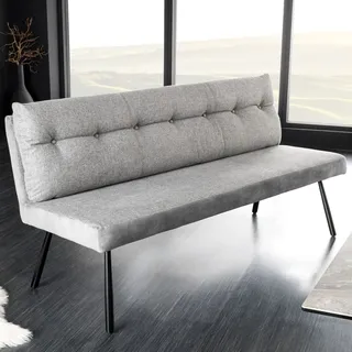 Riess-Ambiente Sitzbank BIG GEORGE 160cm grau Samt Strukturstoff schwarz Metall mit Lehne Modern