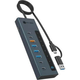 Icy Box 61158 USB-Hub 7+1 Port USB-C® (USB 3.2 Gen 2), USB-C® (USB 3.2 Gen 1), USB-C® PD, USB-A (USB 3.2 Gen 2), USB-A (USB 3.2