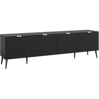 [en.casa] Nand TV-Lowboard 180 x 35 x 51 cm Schwarz Metall/Spanplatte