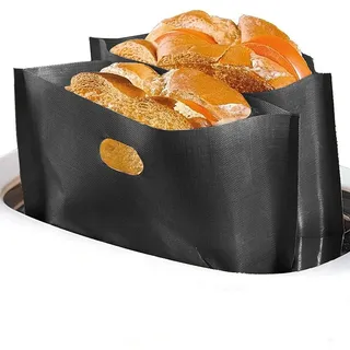 Toastbeutel,toasterbags wiederverwendbar 17 x 19 cm Hitzebeständig Antihaft Teflon Toaster Beutel Sandwich Beutel für Käse-Sandwiches Würstchen Pizza (Schwarz 6 Stück)