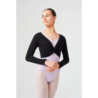 tanzmuster Crop-Top Langarm Ballett Top Mia aus wunderbar weicher Baumwolle Oberteil für Mädchen fürs Kinder Ballett schwarz 92/98