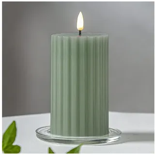 Star Trading Flamme Stripe LED Stumpenkerze 15 cm grün