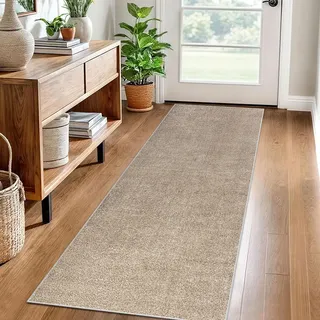 Teppich Läufer Flur Küche rutschfest Küchenteppich 80 x 200 cm Waschbar Küchenläufer Flurteppich Fußmatte Flur Runner Teppiche Korridor Teppich Eingangsteppich Teppichläufer für Entryway Küche Beige