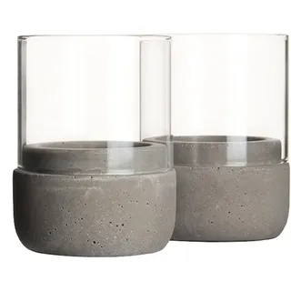 Kerzenhalter / Windlicht, Beton und Glas - 8x6cm (2 Stk.)