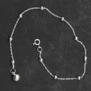 Drachensilber Fußkettchen 925 Sterlingsilber schlicht Kugeln Längenverstellbar - Silber
