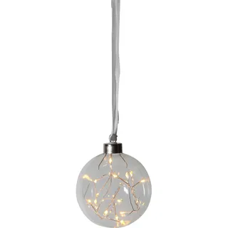 EGLO LED-Weihnachtskugel für Innen, beleuchtete Glaskugel zum Aufhängen | transparente Leuchtkugel zum Hängen mit Timer, warmweiß, Batterie-Betrieb, Ø 10 cm