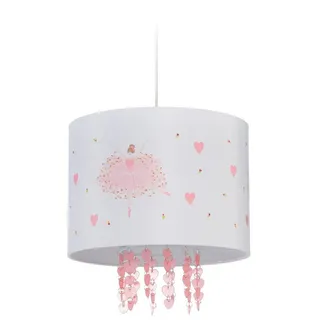 Relaxdays Hängelampe Kinderzimmer, Ballerina, Weiß,Gelb,Rosa