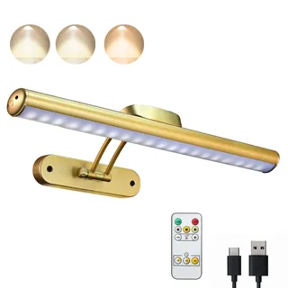 VIGMOJ Bilderleuchte LED Batteriebetriebene, LED Wandlampe mit 3 Farbtemperaturen, Fernbedienung Dimmbare Bilderleuchte mit Timer für Malen Foto Portrait