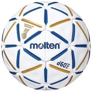 Molten D60 Pro harzfreier Handball für Hallen mit Harzverbot weiß/blau/gold 3