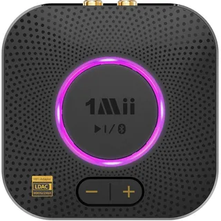 1Mii B06S+ LDAC Bluetooth 5.3 Empfänger, HiFi Drahtloser Audio Adapter | Cinch & 3,5mm Klinke, aptX HD & aptX Low Latency, Lautstärkeregelung, Plug & Play für Stereoanlage, Lautsprecher, Verstärker