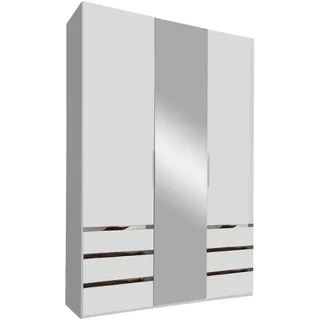 Level 150 x 216 x 58 cm weiß mit Spiegeltüren und Schubladen