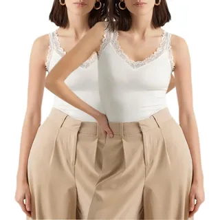 Vero Moda Spitzentop (Set, 2er-Pack) Basic Tank Top Unifarben im Doppelpack weiß M (38)
