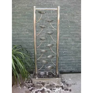 Köhko Wasserwand Edelstahl Blättenform 97CM mit LED-Beleuchtung