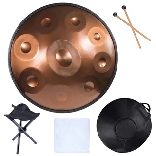 FYLZW 9 10 12 Noten Handpan Drum Instrument, Handpan Drum In D Minor, 432 Hz Stahlhandtrommel Mit Soft Handpan Bag, 2 Handpan Mallets, Handpan Stand, Für Klangheilung, Persönliche Meditation