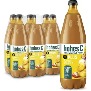 hohes C PLUS Sonnenvitamin D (6 x 1l), 100% Saft, Orange, Apfel, Maracuja, Zitrone, Kaki, Vitamin C, PLUS an Vitamin D, ohne Zuckerzusatz laut Gesetz, vegan
