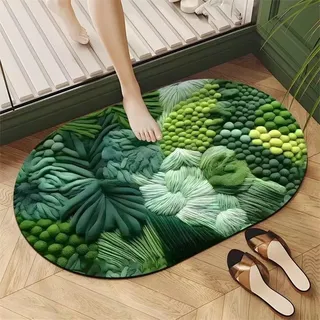 Badezimmerteppich Badematte Absorbierender Badteppich Badvorleger Rutschfest Waschbar Badematten, Bad Teppich Klein 40x60cm Steinmatte Badezimmer Schnelltrocknende Dünn Bathroom Mat Green 3-326