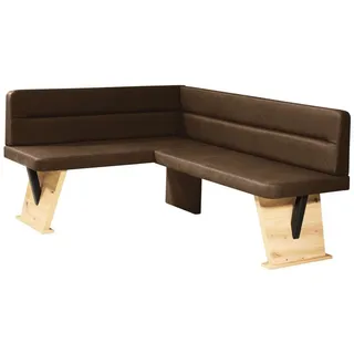 Home Affaire Eckbank HOME AFFAIRE "Laros", braun (dunkelbraun, dekor eiche ontario), B:182cm H:87,5cm T:141cm, Spanplatte, Massivholz, Sitzbänke, Bezug in verschiedenen Qualitäten und Farben