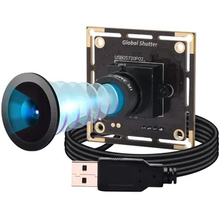 G Global Shutter USB Kamera modul, 1MP 60FPS Monochrom, Schwarzweiß, 720P, USB2.0, UVC, Linux, Mac OS, Windows, Android, Schwarz, Minimalistisch